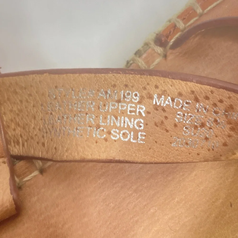 Madewell AM199‎ English Saddle Brown Leather Espadrille Gladiator Sandals Sz 6.5